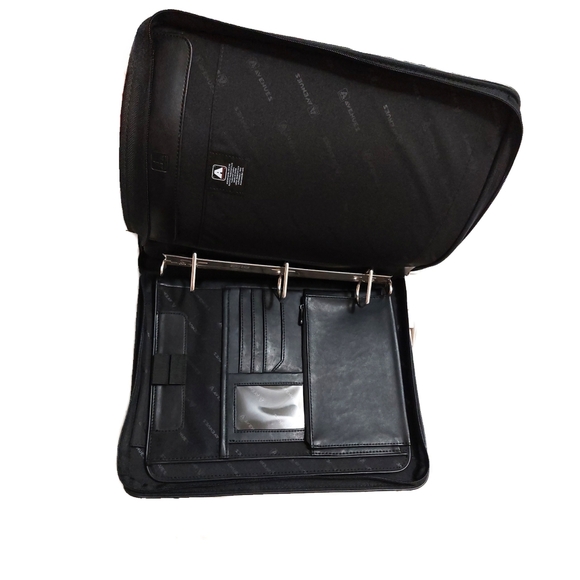Avenues USA Black Faux Leather Zippered Portfolio 3 Ring Business Organizer - Picture 3 of 9